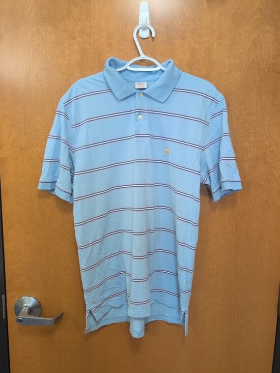 Brooks Brothers Other - Brooks Brothers Shirt Mens L Blue Pink Short Sleeve Performance Polo Striped